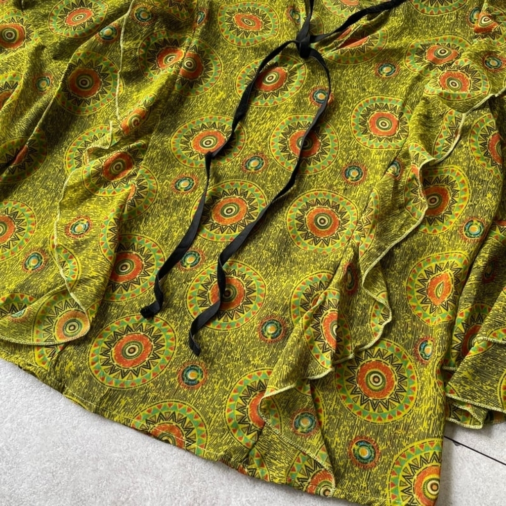 Olive Green Cold-Shoulder Ruffle Blouse - Picture 5 of 15